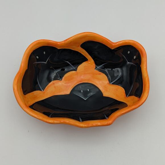 Ceramic Halloween Decor Pumpkin Mug Bat Candy Dish Glazed Coffee Jack o'Lantern - Picture 7 of 11